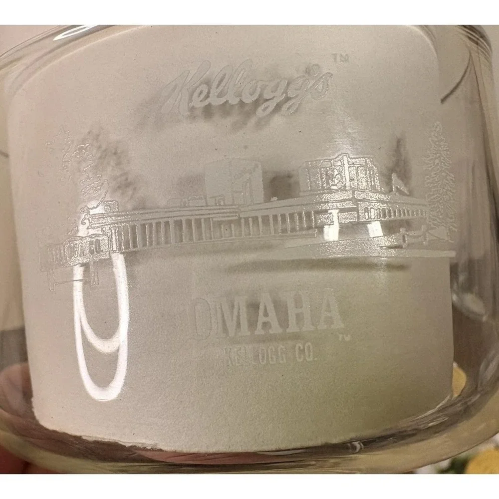 Vintage Kelloggs Company Omaha Nebraska  Footed Goblet Glass Square Base 1990
